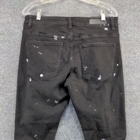 Karter Collection Men's Skinny Leg Jeans 32 Black Side Stripe Distressed - Picture 6 of 11